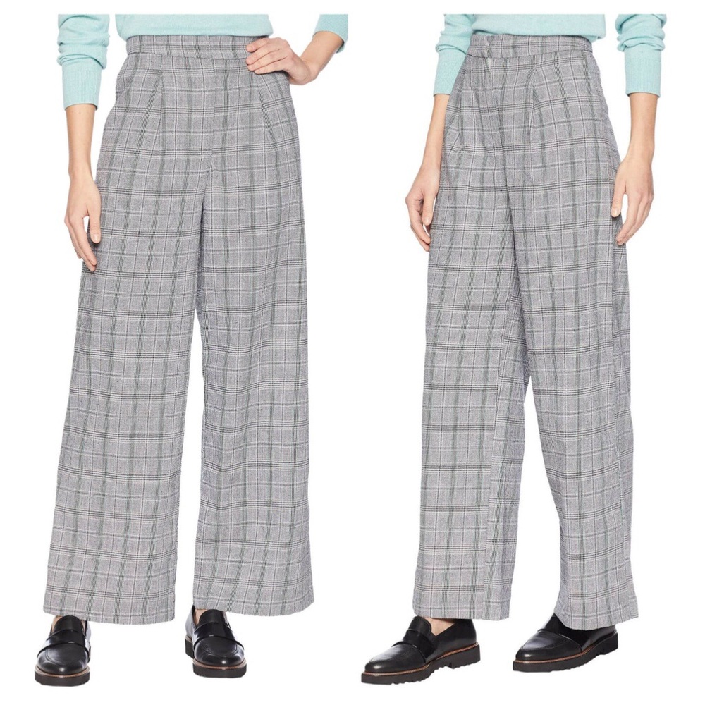 J.O.A. Glen Check Wide Leg Pants